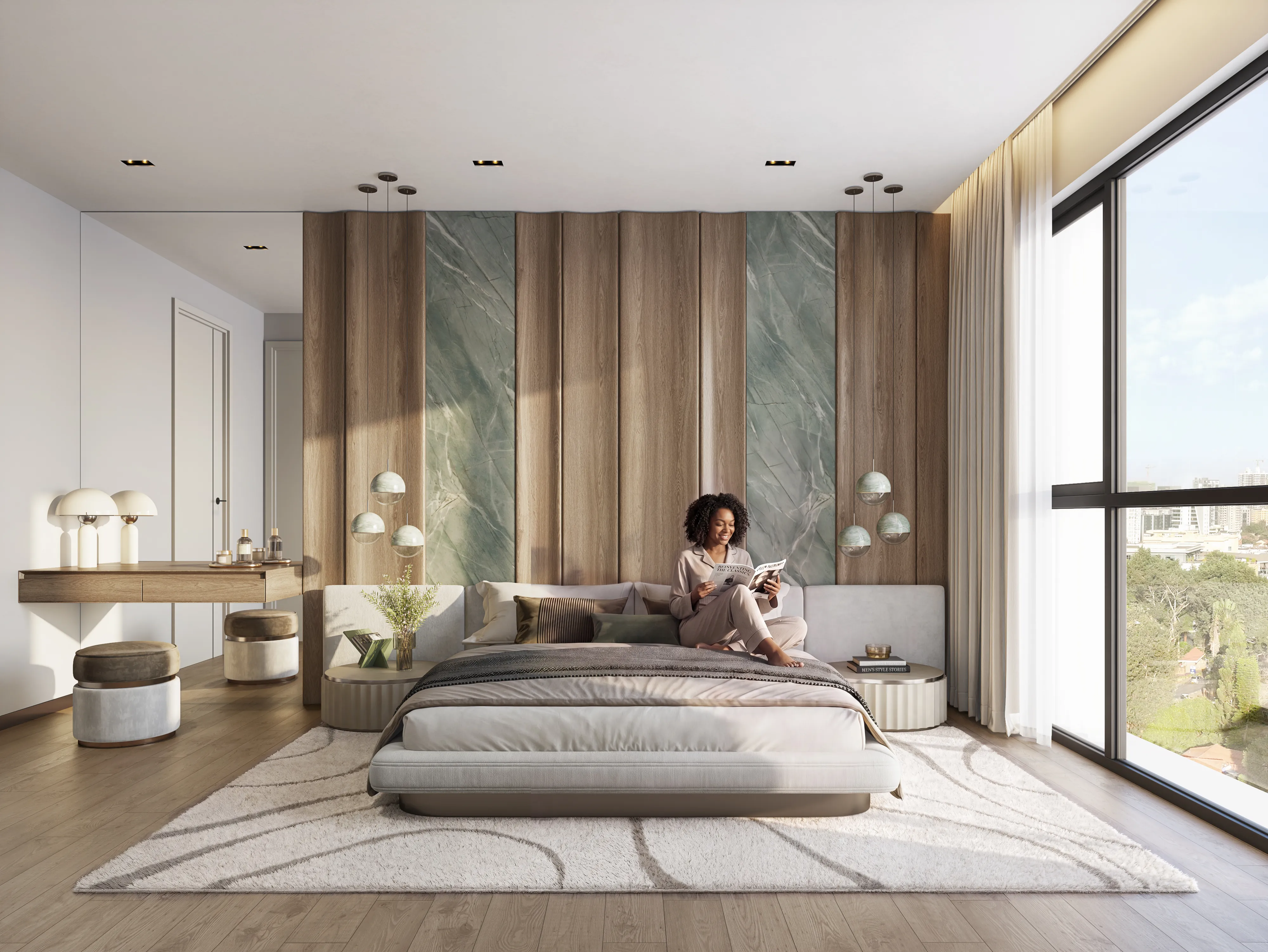 Seasons Riverside two bedroom duplex primary bedroom