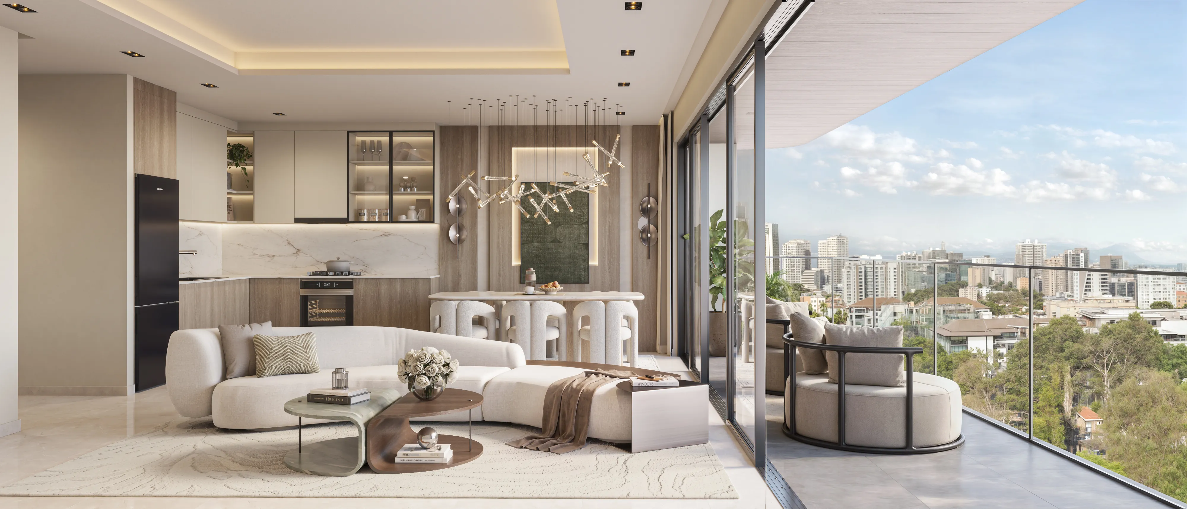 Seasons Riverside four bedroom duplex open plan lounge